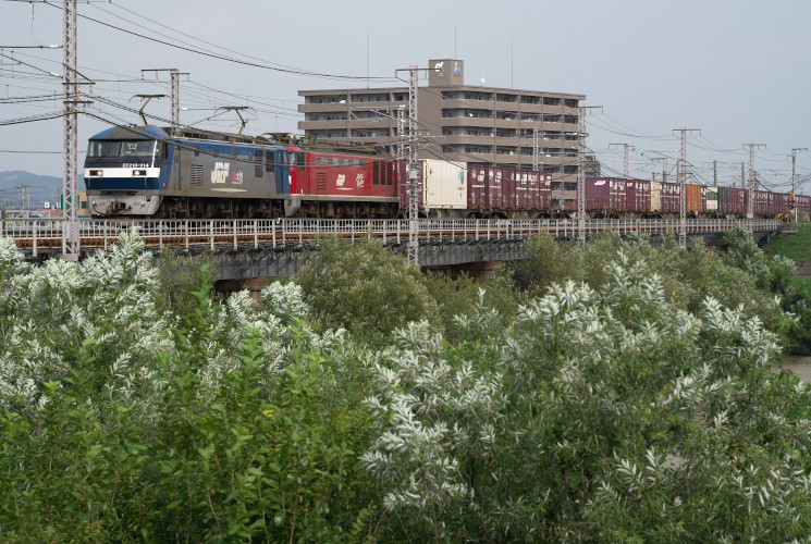 ２０７７列車（岡山～西川原）旭川橋梁