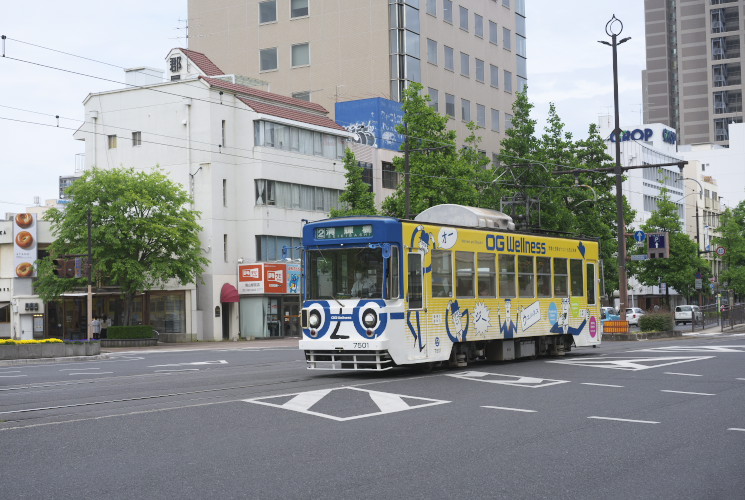 岡山電気軌道７５０１号（西川緑道公園～柳川）