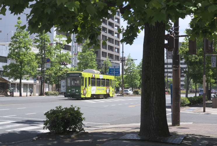 岡山電気軌道 城下，柳川付近を往く７７０１号