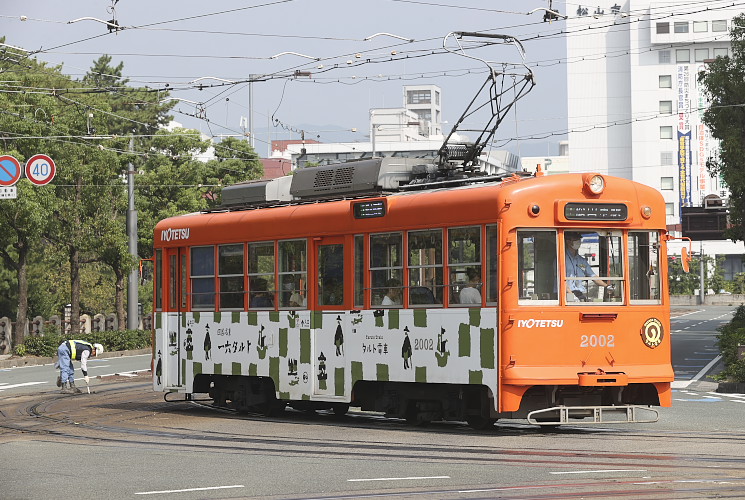 伊予鉄道市内線 ２００２号電車（南堀端～松山市駅）