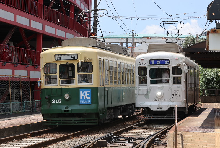 長崎電気軌道　２１５，３７６（浦上車庫）