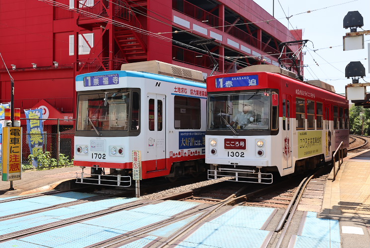 長崎電気軌道 １７０２，１３０２，（浦上車庫）